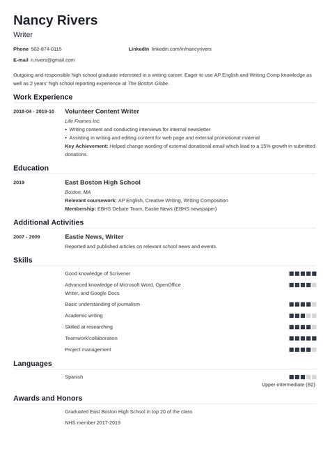 25 Specialized Resume Examples For High School Students Teaching