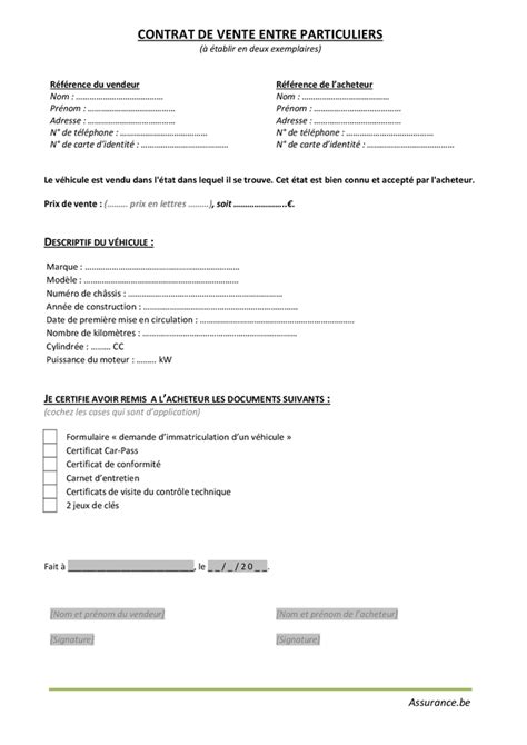 Modele De Contrat De Vente Entre Particuliers Doc Pdf Page 1 Sur 1