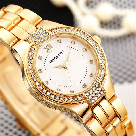 2018 rebirth new brand luxury watches women fashion gold bracelet quartz wrist crystal watches