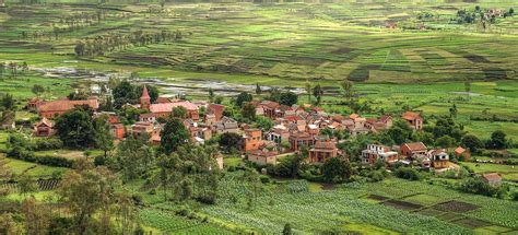 Houses Fields From Above Village Madagascar Nature Wallpapers Hd