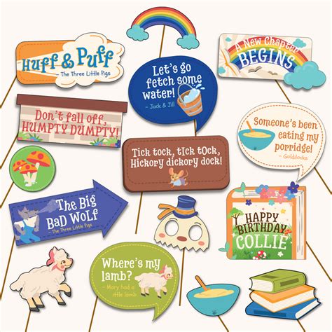 Nursery Rhyme Storybook Party Photo Props Printable Pigsy Party
