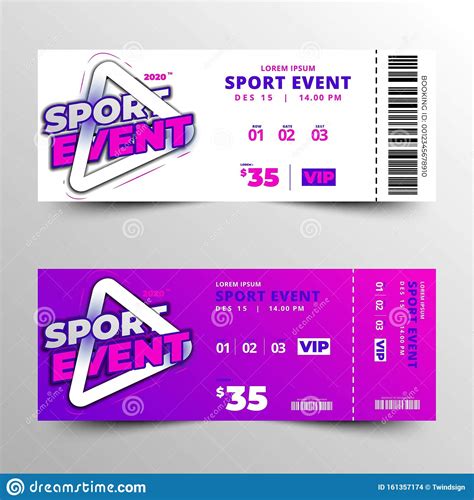 Sports Event Ticket Typographic Template Design Vector Stock ...
