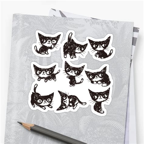 Nine Poses Of Kitten Sticker By Sanogawa Redbubble