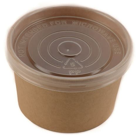 25 Pack 8 Oz Disposable Kraft Paper Soup Containers With Plastic Lids