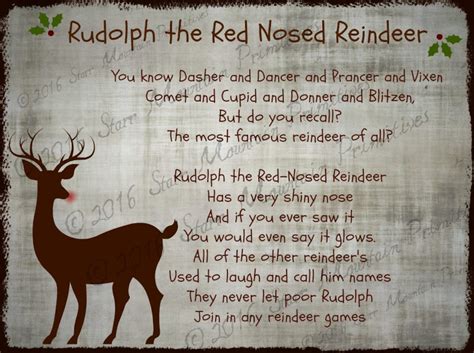Primitive Rudolph The Red Nosed Reindeer Song Lyrics Christmas Etsy