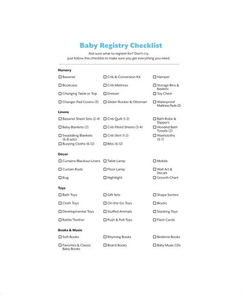 Complete Baby Registry Checklist 6 Free Pdf Word Documents Download