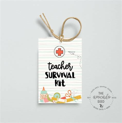 Teacher Survival Kit Tags Instant Download Etsy Survival Kit For