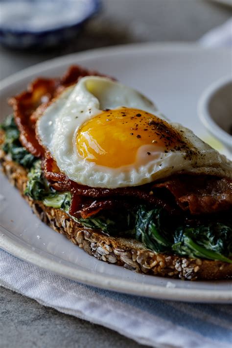 Bacon Egg And Creamed Spinach Breakfast Toast Simply