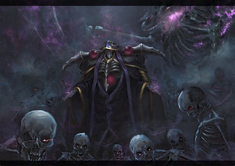 Wallpaper Red Eyes Skull Demon Skeleton Overlord Anime Ainz Ooal