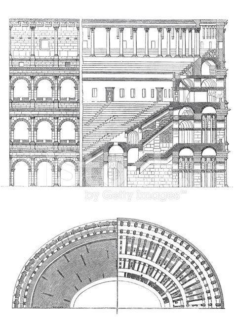 Architectural Plans Of Roman Colosseum Stock Photo Royalty Free