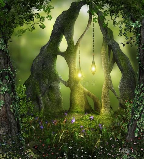 Magical Forest Fairy Lights 3d Render Of Magical Forest Fairy Lights