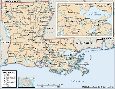 Map Of Louisiana Coastal Cities Literacy Ontario Central South