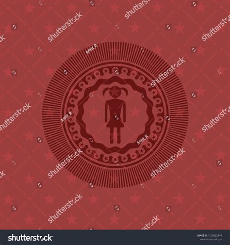 Girl Icon Inside Red Icon Or Emblem Royalty Free Stock Vector