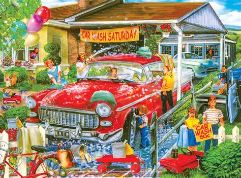 Back To The Past Car Wash Saturday 750 Pieces Roseart Puzzle