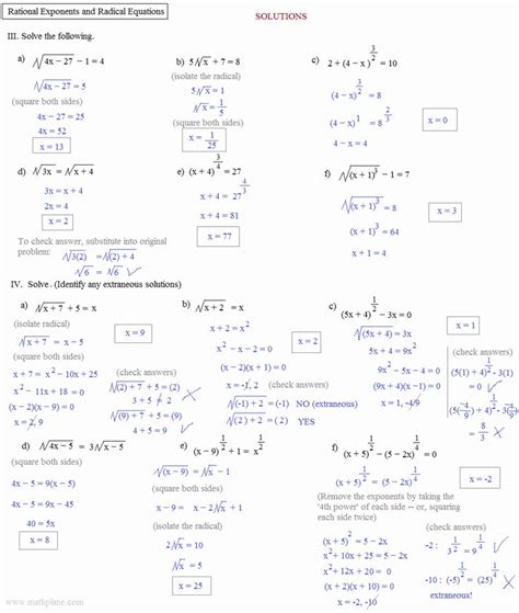 Radicals And Rational Exponents Worksheet Elegant Math Plane Rational