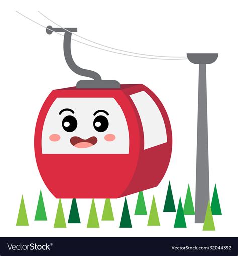 Aerial Tramway Transportation Cartoon Character Vector Image