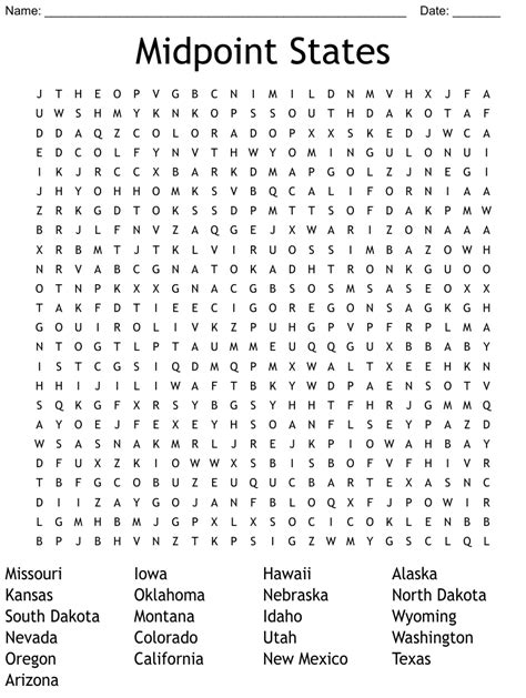 The Western States Word Search Wordmint