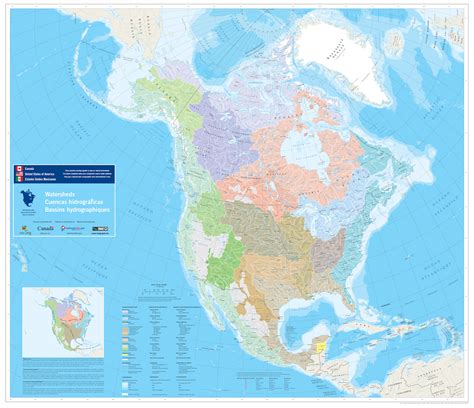 Amérique Du Nord Bassins Hydrographiques Map
