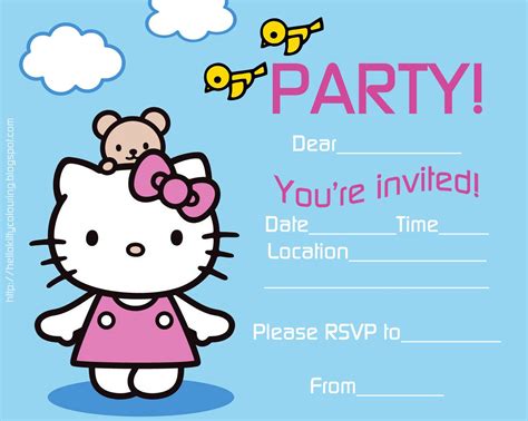 Free Printable Hello Kitty Birthday Invitation Card
