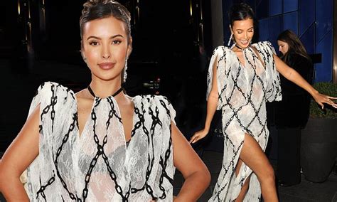 Maya Jama Flashes Her Lingerie In A Sheer Lace Gown With Racy Thigh