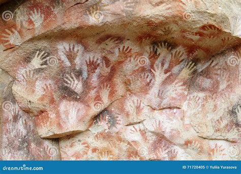 Cave With Hand Prints Cueva De Las Manos Stock Image Image Of