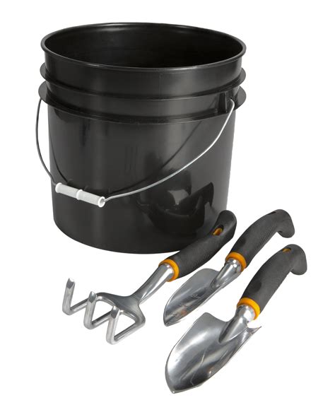 Fiskars 35 Gallon Bucket With 3 Piece Softouch Garden Tool Set