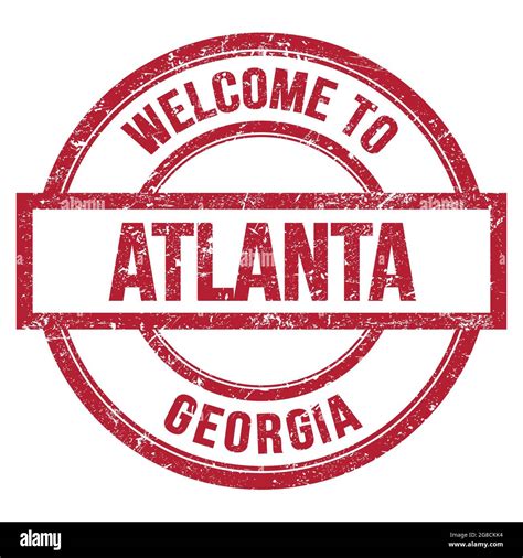 Welcome To Atlanta Georgia Words Written On Red Round Simple Stamp