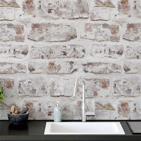 Realistic Looking Brick And Stone Wallpaper Metallic Rustic Slate Ombre