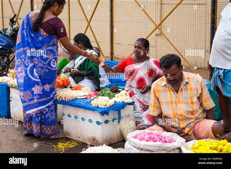 South Southern India Tamil Nadu Madurai Flower Market Entrance Stock