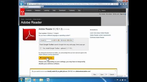 How to download and install the Adobe PDF Reader software - YouTube