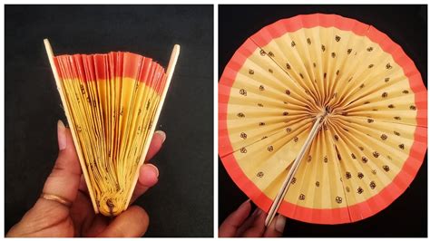 Make A Paper Fan Diy Folding Hand Fan Origami Fan कागज का पंखा