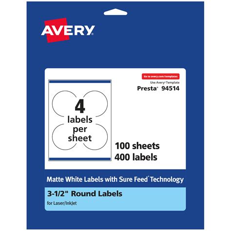Avery Matte White Round Labels 35 Diameter 400 Labels