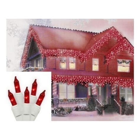 Set Of 300 Red Everglow Icicle Christmas Lights White Wire Walmart