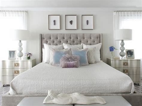 Check spelling or type a new query. Gray Velvet Tufted Bed with Silver Nightstands ...