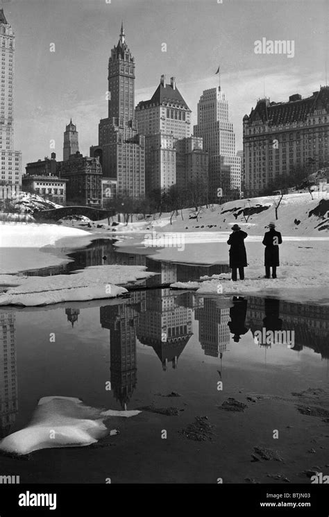 New York City Plaza Buildings Reflected Over Park Lake Photograph By