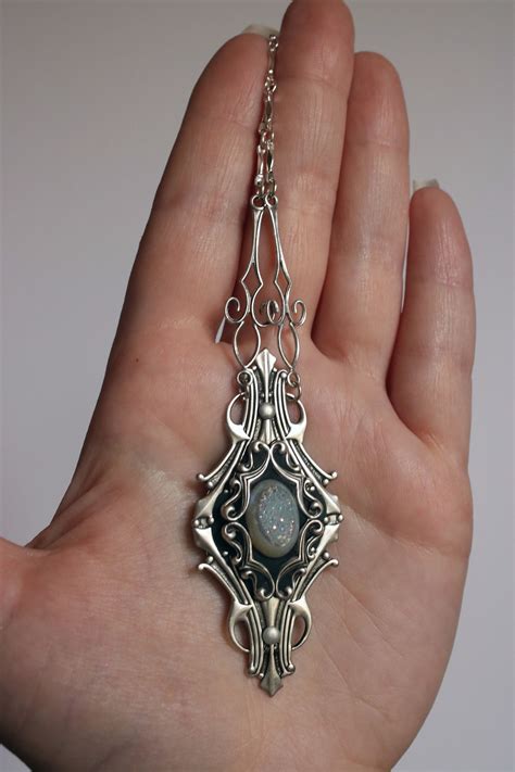 Gothic Necklace Vampire Necklace With Druzy Gemstone Etsy Canada