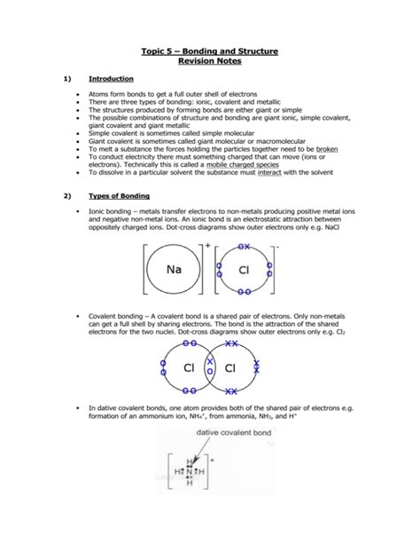 Topic 3 Chemical Structure And Bonding