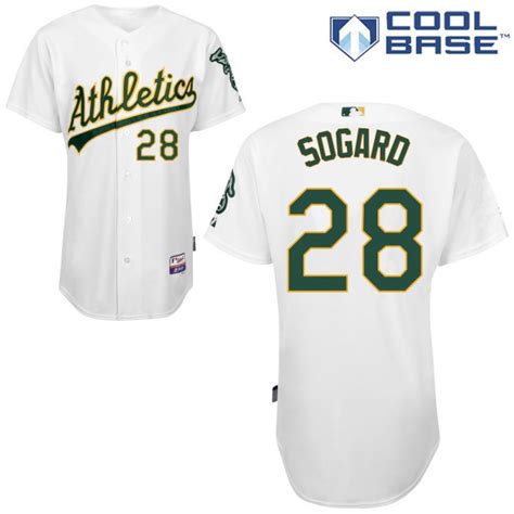 Mens Majestic Oakland Athletics 28 Eric Sogard Authentic Home Cool