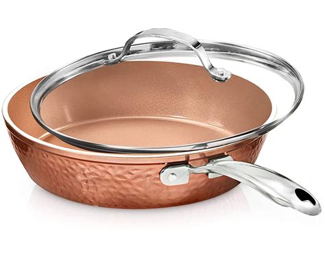 Gotham Steel Hammered Copper Collection Nonstick Fry Pan With Lid