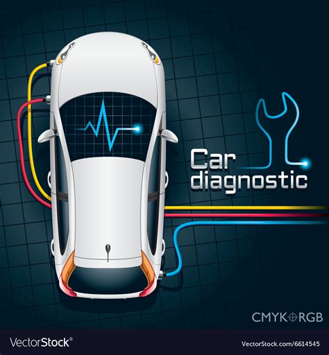 Two lockable casters secure the cart in place. Car Diagnostics Device Royalty Free Vector Image