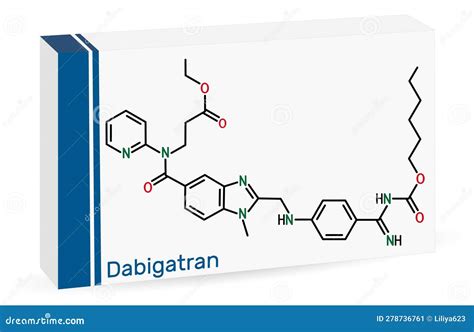 Dabigatran Molecule It Is Anticoagulant Medication Skeletal Chemical Formula Stock Vector