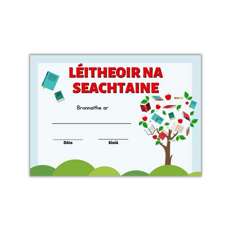 Léitheoir Na Seachtaine Irish Reader Of The Week Certificates Mol