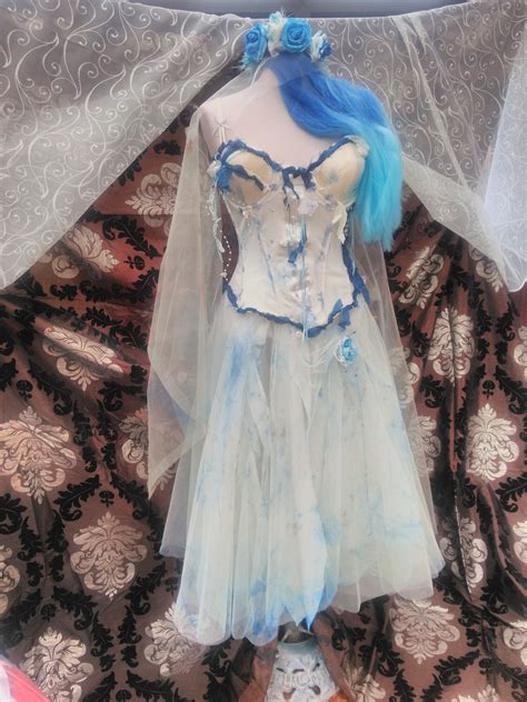 Corpse Bride With Wig Veil And Headress Halloween Party Long Etsy Canada