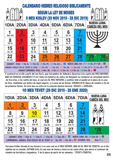 Calendario Hebreo Religioso 2019