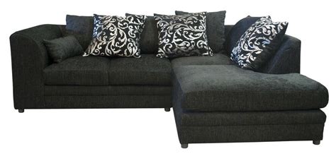 Zina Corner Sofa Suite Set Black Chenille Fabric Ebay