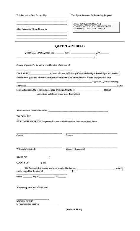 Free Quit Claim Deed Forms Templates Template Lab