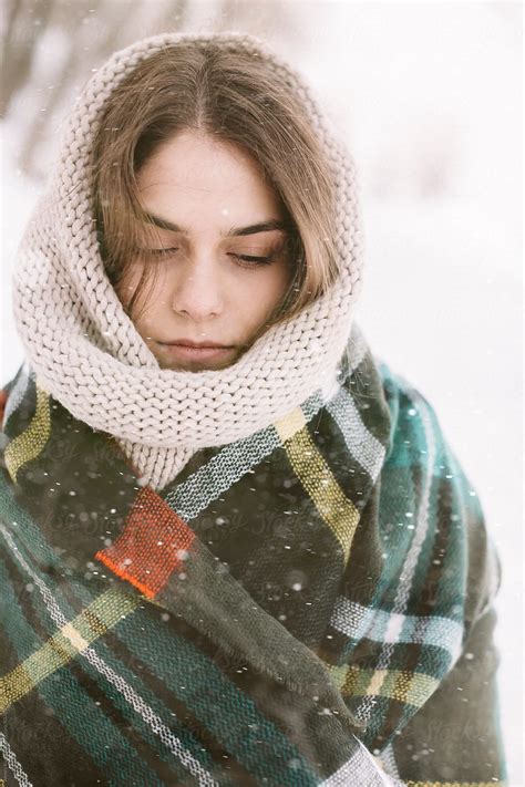 Young Woman With Wool Headscarf By Stocksy Contributor Alexey Kuzma Stocksy