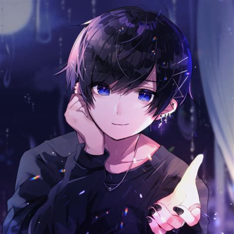 Download Blue Eyes Black Hair Short Hair Anime Boy Anime Boy Pfp By 月乃