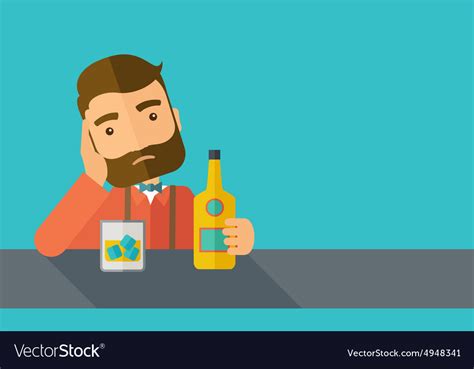 Sad Man Alone In The Bar Drinking Beer Royalty Free Vector