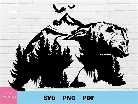 Mountain Svg Bear Svg Bear And Mountain Svg Bear Mountain Etsy